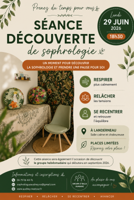Cabinet de sophrologie &agrave; Landerneau &ndash; espace d&rsquo;accompagnement et de relaxation anim&eacute; par Audrey Nestour.